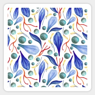 Lovely Floral Petals - Blue, Forest Green and Red Sticker